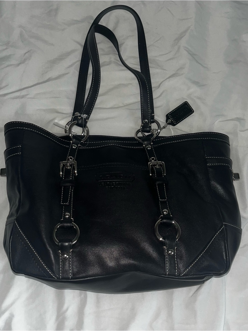 NWT Coach | Black Leather Tote Bag - Picture 2 of 10